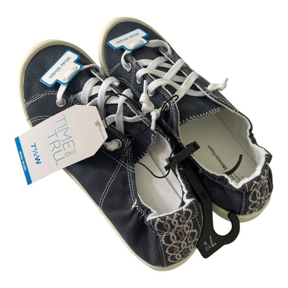 WIDE WIDTH BLUE Time and Tru Women's Scrunch Back Slip-On Sneaker Size Various - Picture 9 of 9